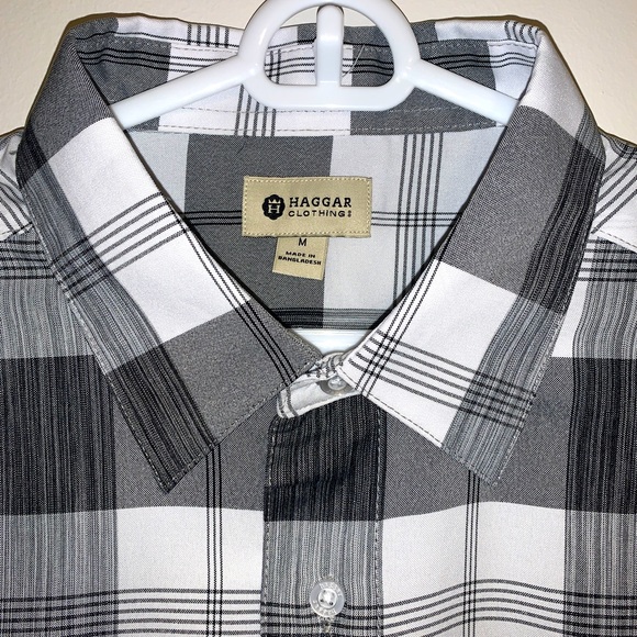 Haggar Washable Linen Short Sleeve Open Collar Rayon and Linen Box Shirt, Men's Size Medium linen black type Vintage Second Hand main image 1